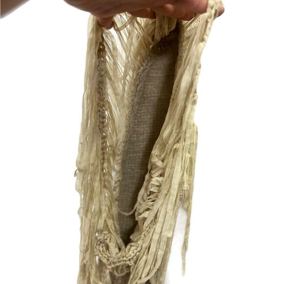 CHICO'S Tarrin Cream/Tan Knit Fringe Poncho Top L/xl - Picture 11 of 16